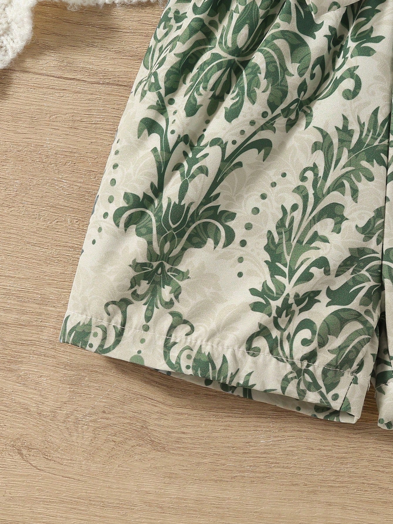 Girls Knotted Tank & Botanical Print Shorts Set - Sage