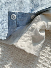 Baby Boys Elephant Print Collar Romper - Powder Blue