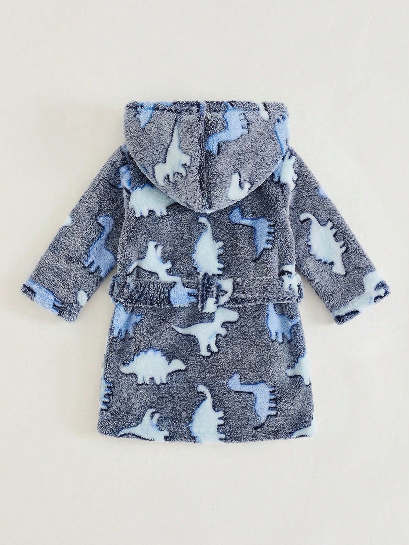 Baby Boys Dinosaur Print Fleece Hooded Robe - Slate | 21 Century Kids