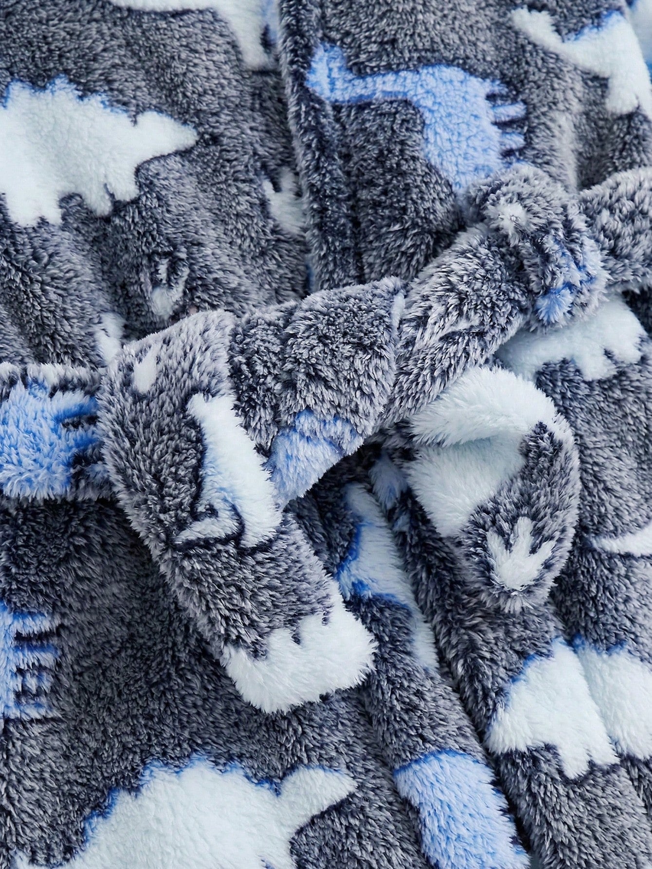 Baby Boys Dinosaur Print Fleece Hooded Robe - Slate | 21 Century Kids