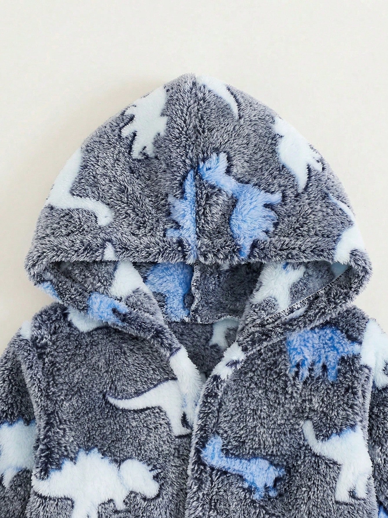 Baby Boys Dinosaur Print Fleece Hooded Robe - Slate | 21 Century Kids