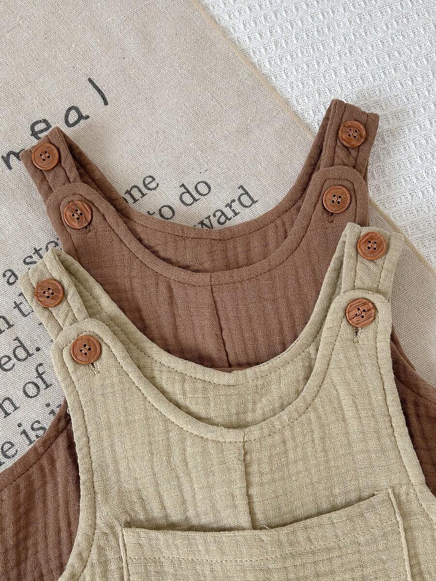 Baby Boys Muslin Bib Overall & Tee Set - Wenge