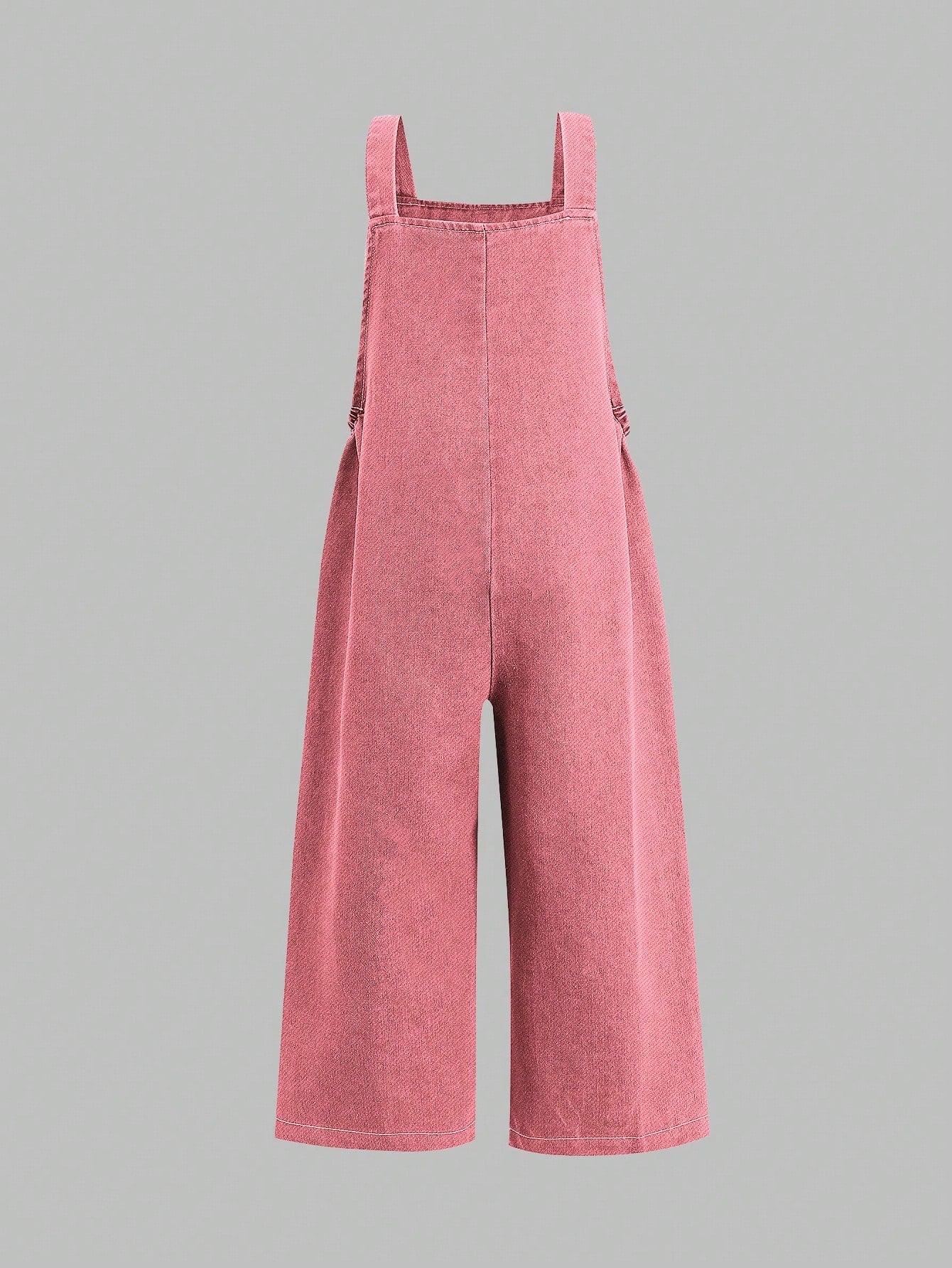 Big Girls Butterfly Print Wide-Leg Denim Dungaree - Dusty Rose | 21...