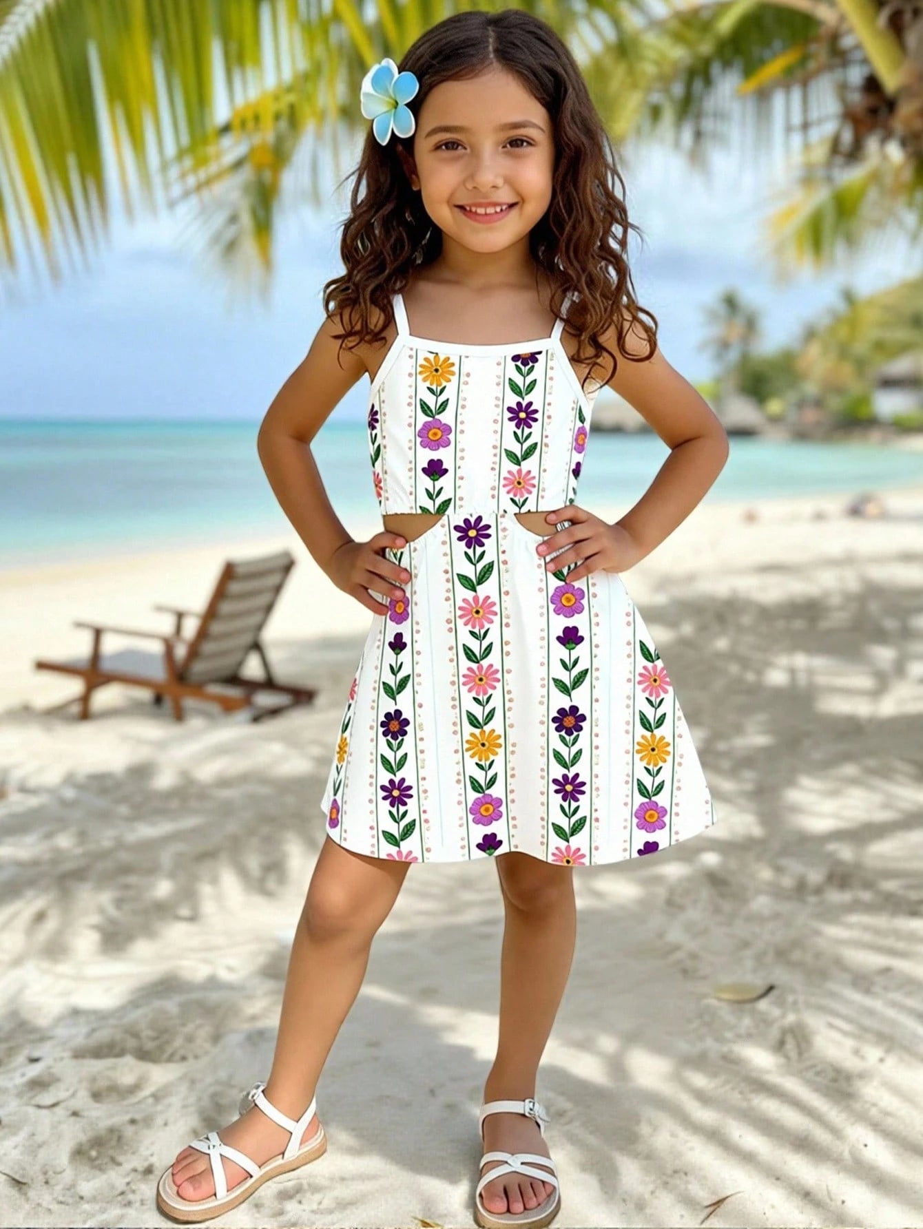 2pcs Little Girls Floral Print Cami Top & Skirt Set - Ivory | 21 Ce...