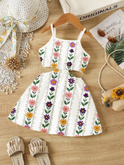 2pcs Little Girls Floral Print Cami Top & Skirt Set - Ivory | 21 Ce...