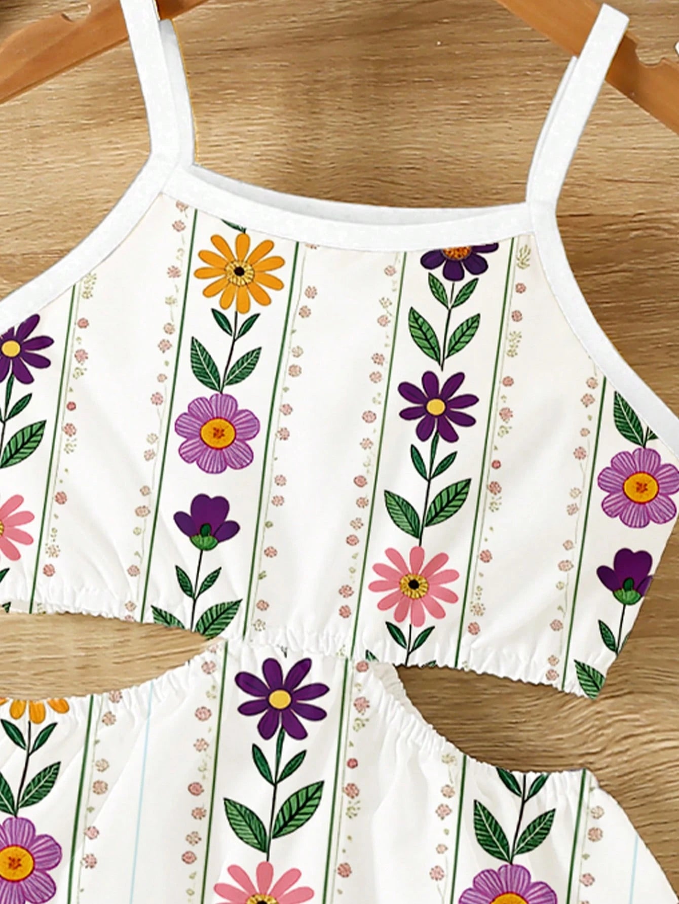2pcs Little Girls Floral Print Cami Top & Skirt Set - Ivory | 21 Ce...