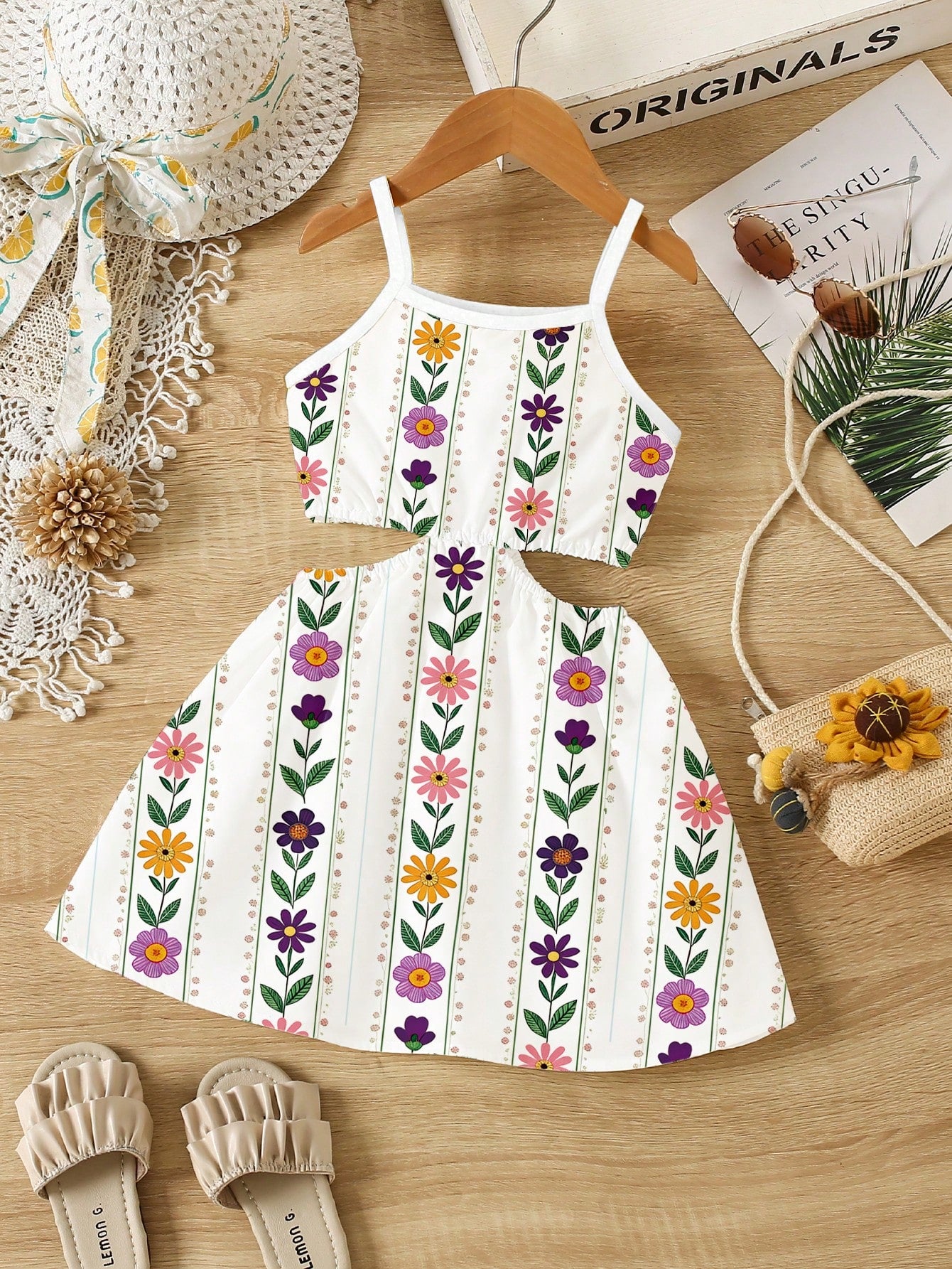 2pcs Little Girls Floral Print Cami Top & Skirt Set - Ivory | 21 Ce...
