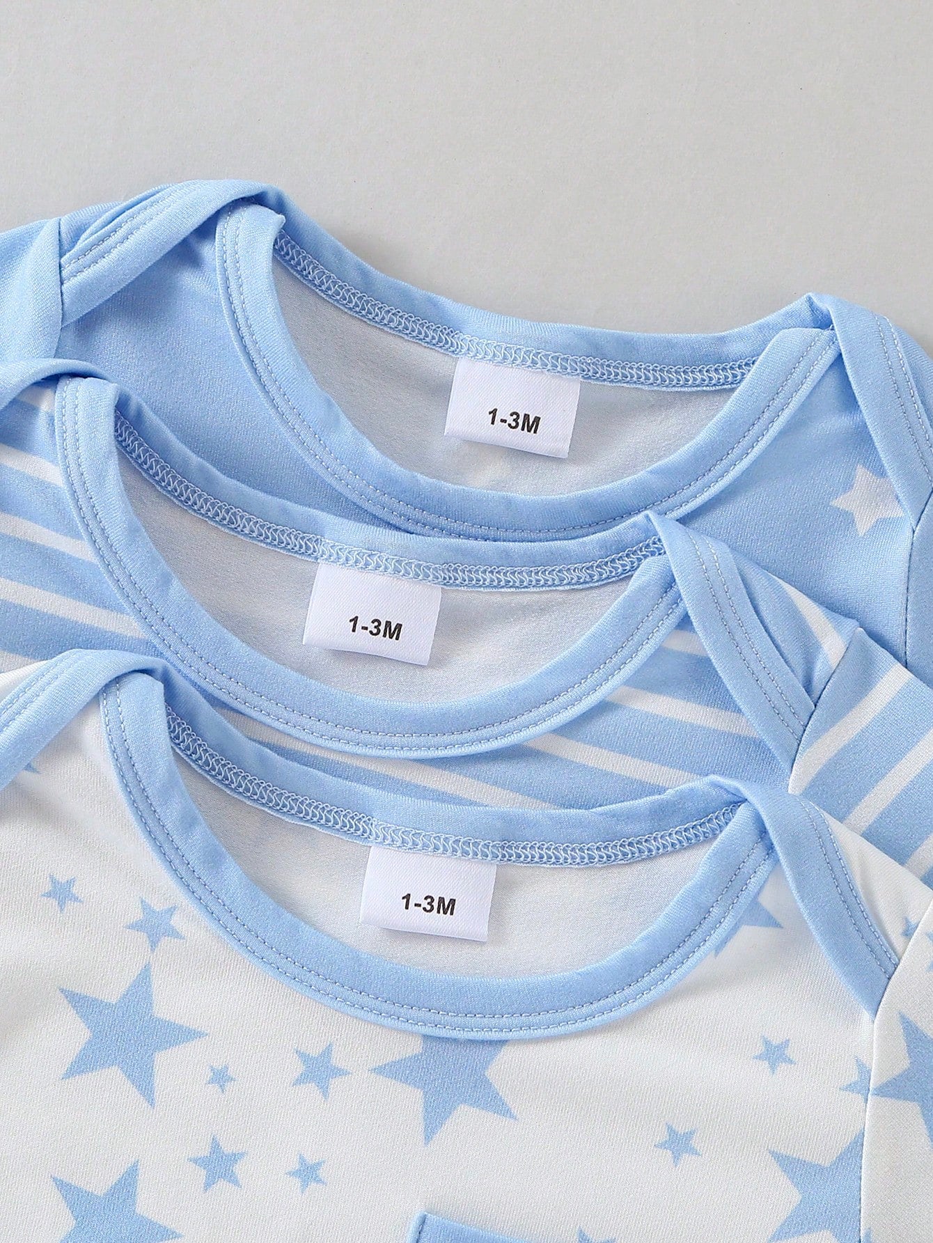 3pcs Baby Boys Star Print Footed Sleepsuit Set - Cerulean | 21 Cent...
