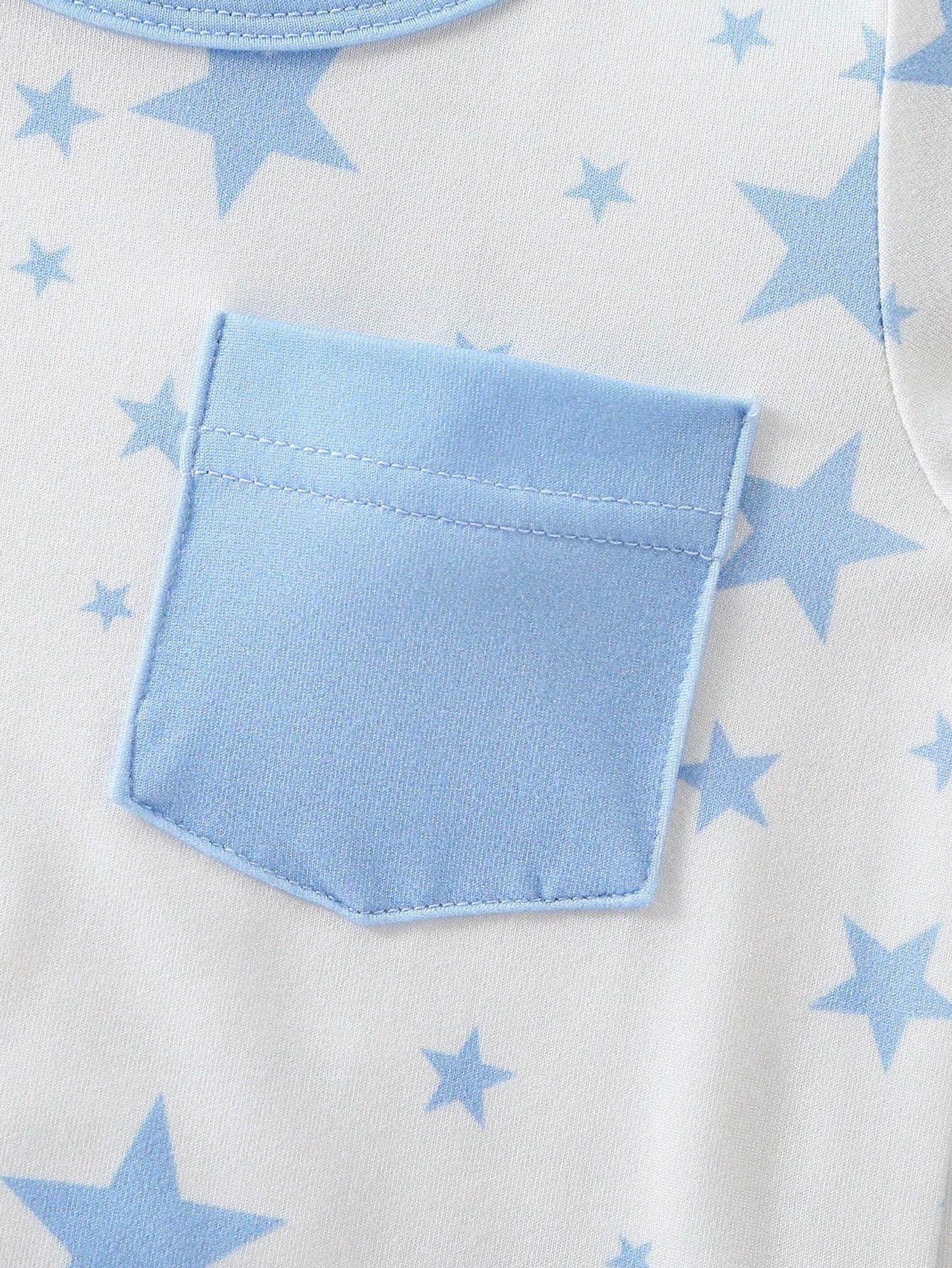 3pcs Baby Boys Star Print Footed Sleepsuit Set - Cerulean | 21 Cent...