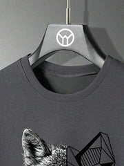 2pcs Boys Geometric Wolf Print T-Shirt & Shorts Set - Slate | 21 Ce...
