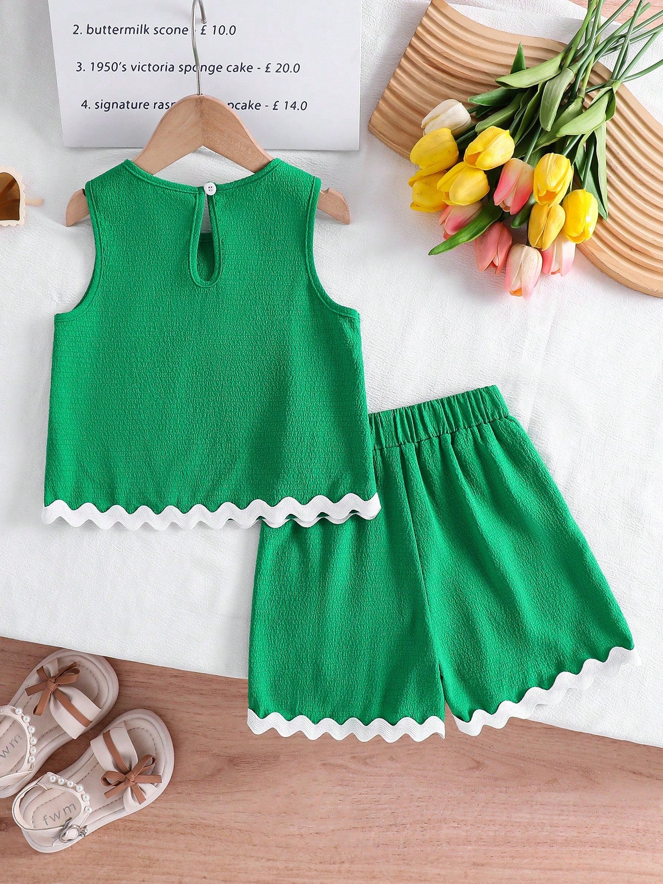 2pcs Little Girls Textured Tank Top & Shorts Set - Verdant | 21 Cen...