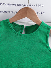 2pcs Little Girls Textured Tank Top & Shorts Set - Verdant | 21 Cen...
