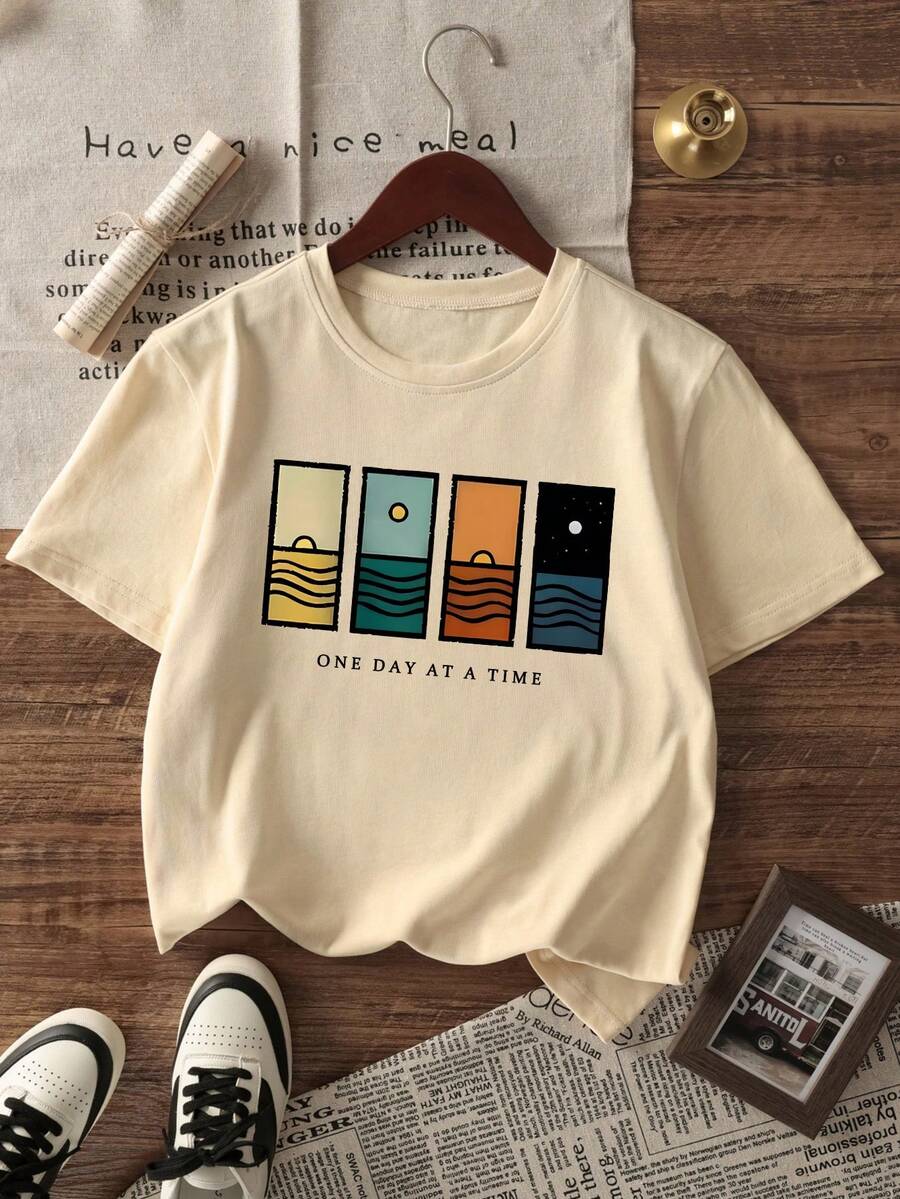 Boys 'One Day At A Time' Graphic Oversized Tee - Ecru | 21 Century ...