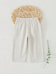 Boys Pinstripe Linen-Blend Wide-Leg Trousers - Griege | 21 Century ...