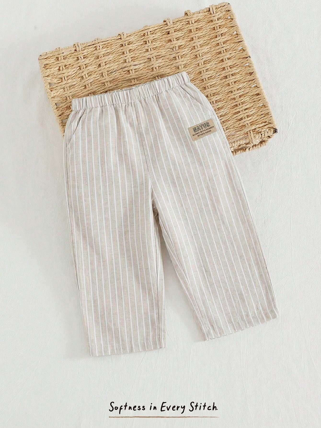 Boys Pinstripe Linen-Blend Wide-Leg Trousers - Griege | 21 Century ...
