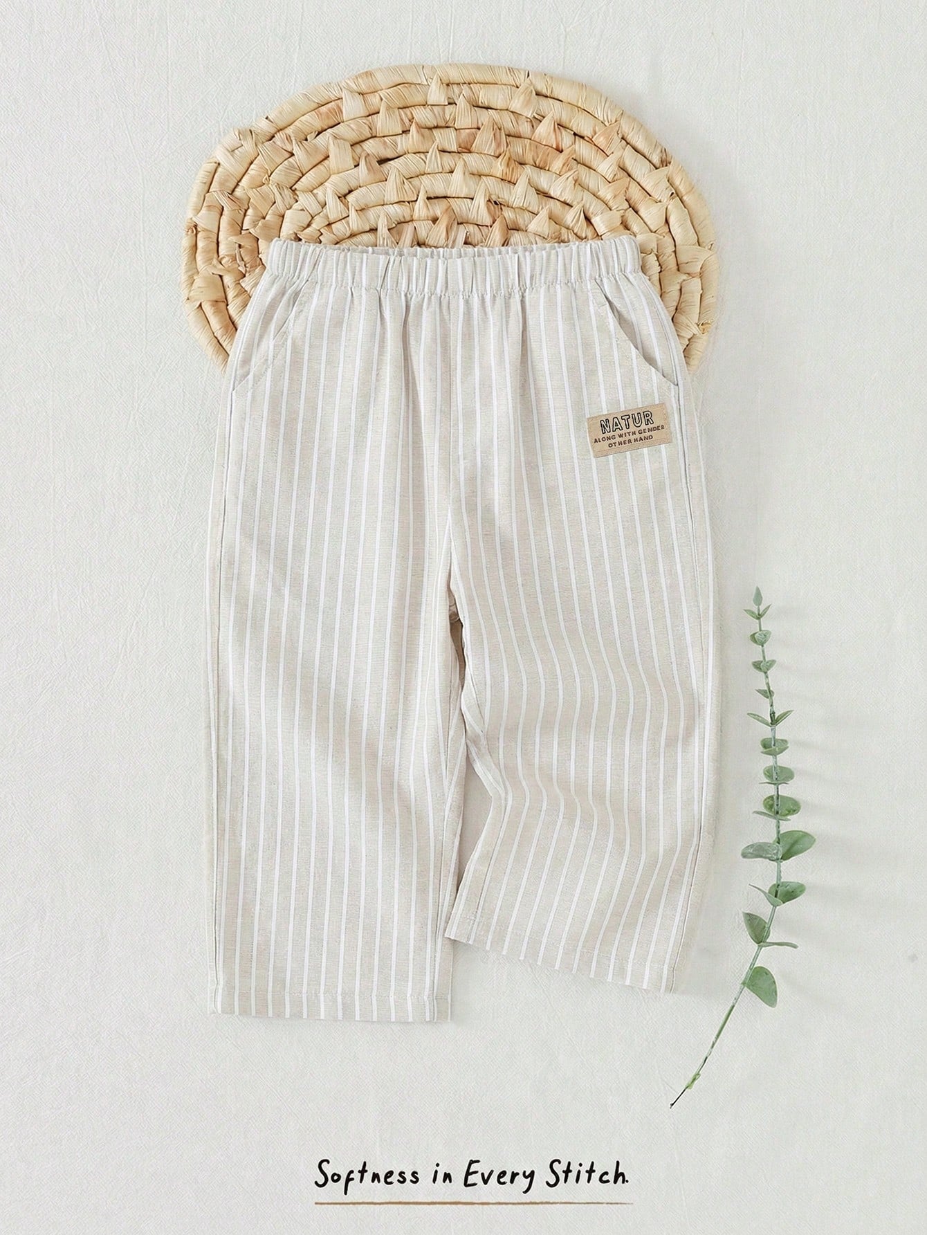 Boys Pinstripe Linen-Blend Wide-Leg Trousers - Griege | 21 Century ...