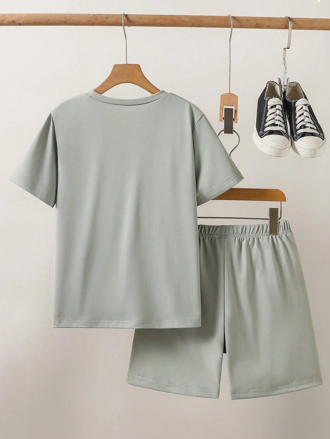 2pcs Boys Graphic Print Tee & Shorts Set - Sage | 21 Century Kids