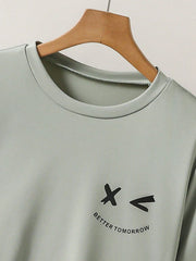 2pcs Boys Graphic Print Tee & Shorts Set - Sage | 21 Century Kids