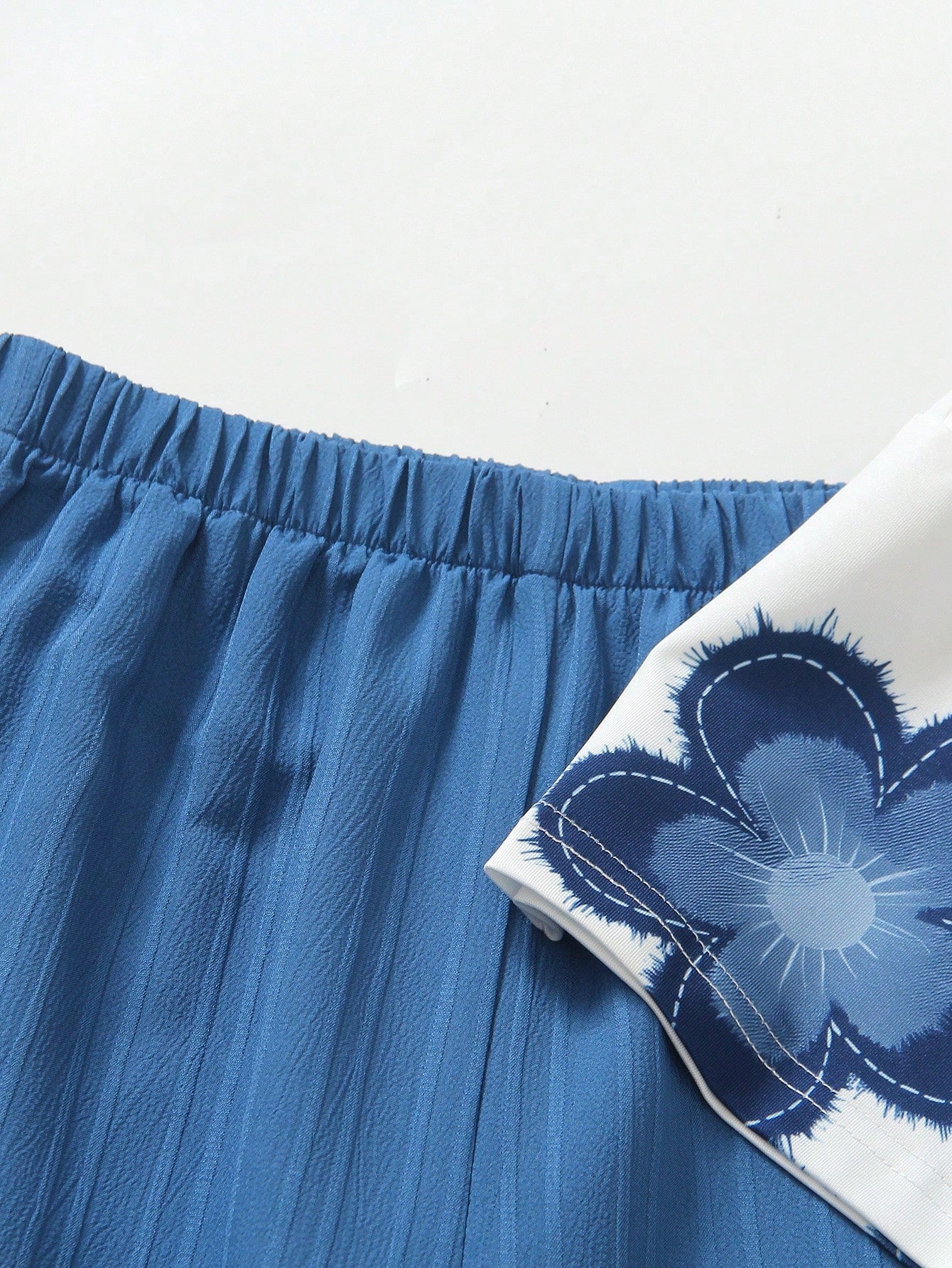 2pcs Big Girls Floral Print Tee & Wide-Leg Pants Set - Cobalt | 21 ...