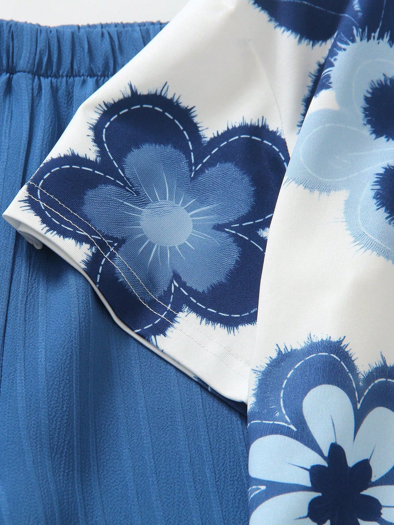 2pcs Big Girls Floral Print Tee & Wide-Leg Pants Set - Cobalt | 21 ...