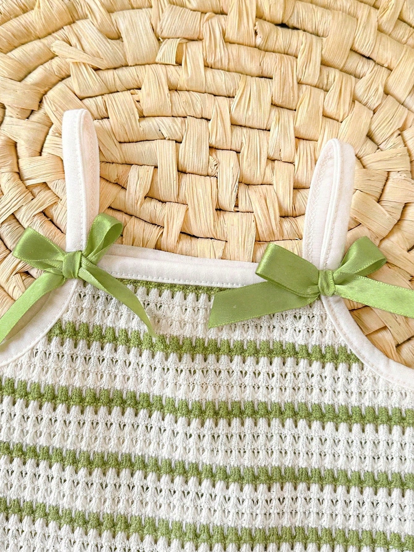 Girls Striped Knit Camisole & Shorts Set - Ivory