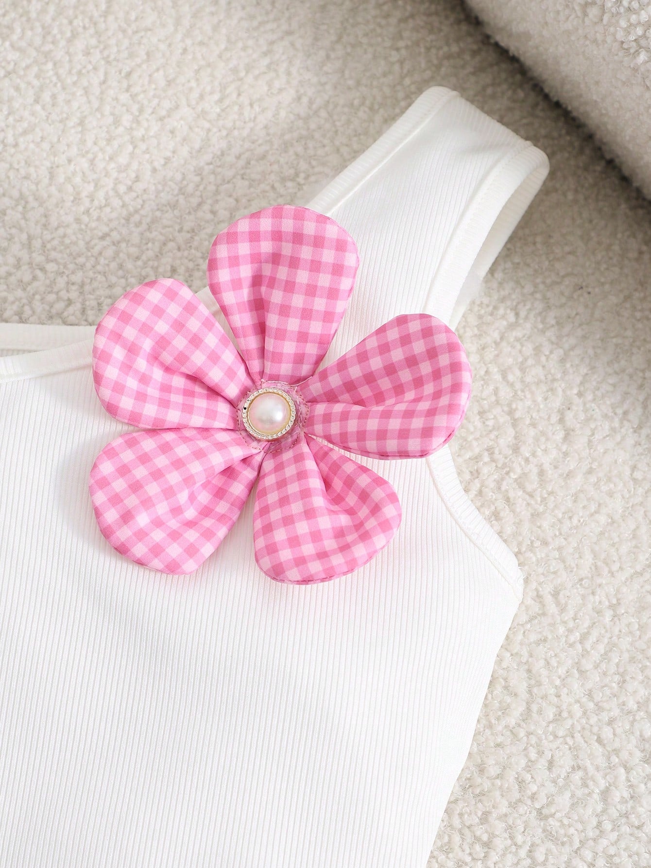 2pcs Big Girls Gingham One-Shoulder Top & Shorts Set - Peony | 21 C...