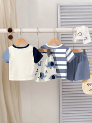 2pcs Boys Elephant Print T-Shirt & Shorts Set - Isabelline