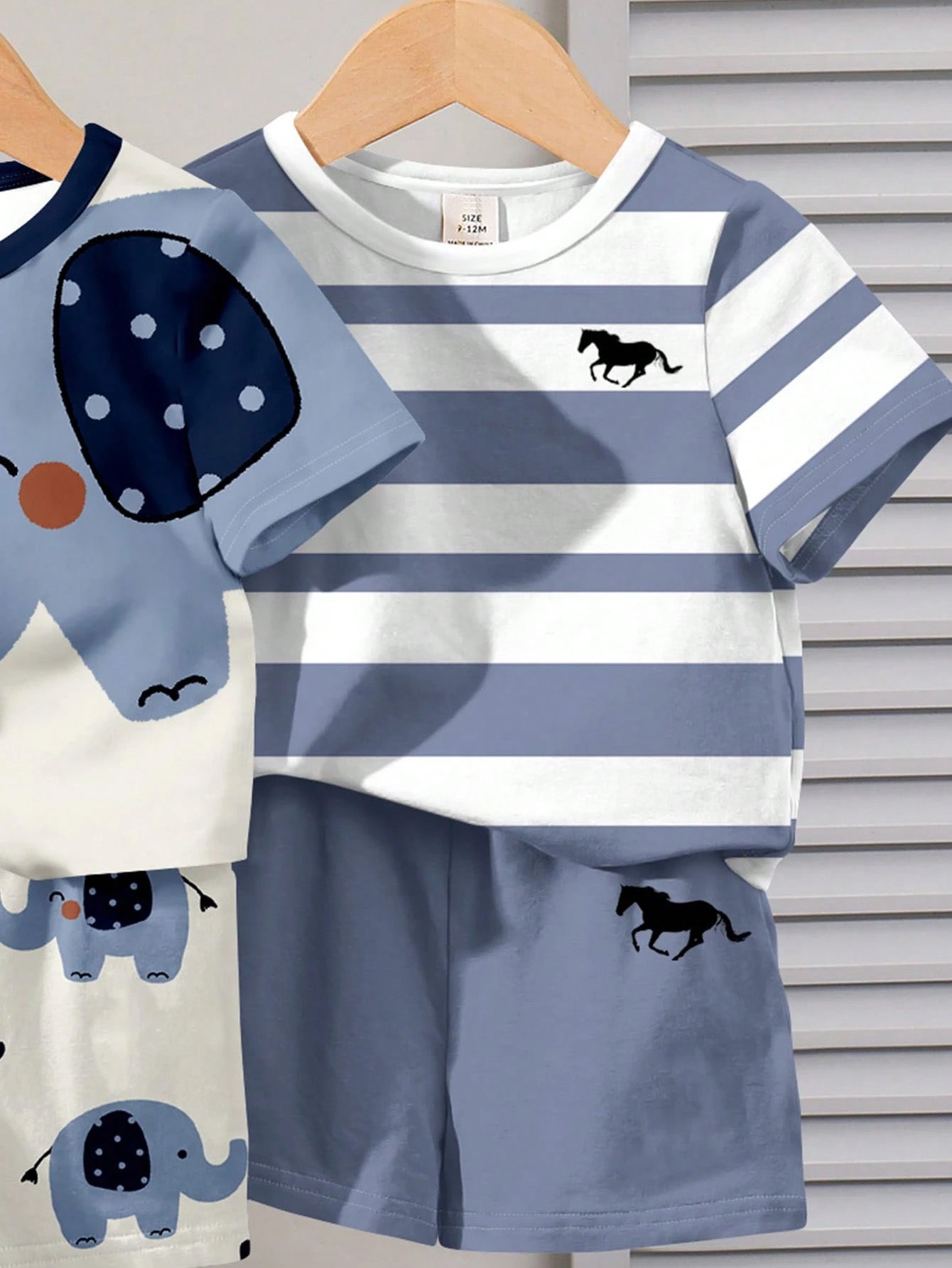 2pcs Boys Elephant Print T-Shirt & Shorts Set - Isabelline