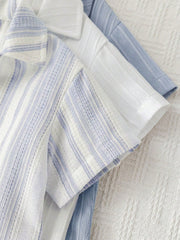 6pcs Boys Striped Cotton Polo Shirt & Shorts Set - Periwinkle | 21 ...