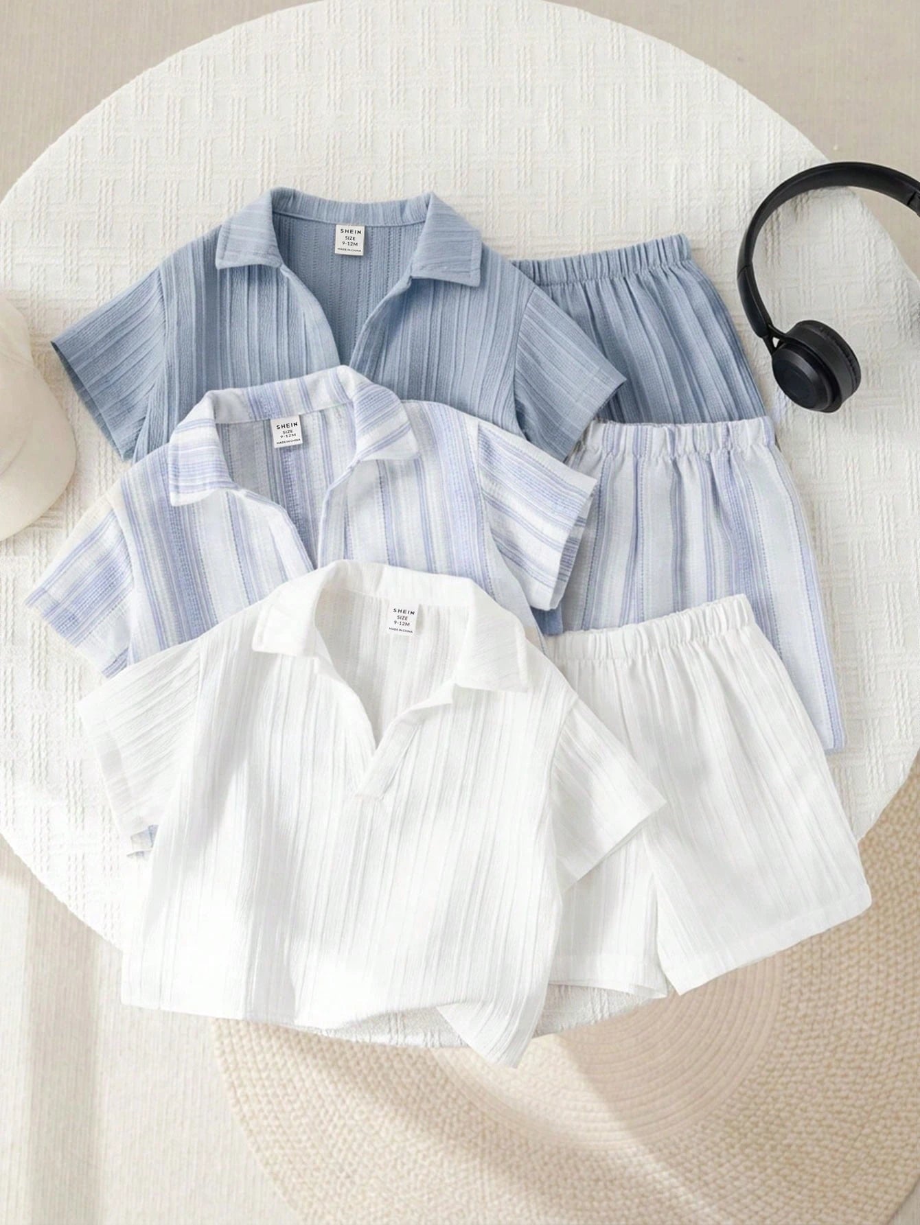 6pcs Boys Striped Cotton Polo Shirt & Shorts Set - Periwinkle | 21 ...