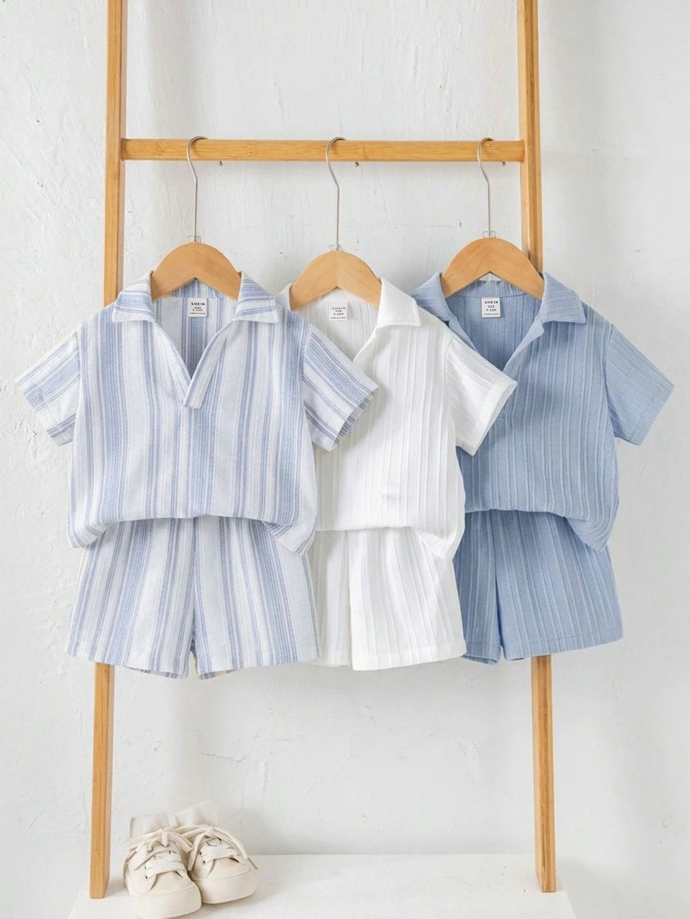 6pcs Boys Striped Cotton Polo Shirt & Shorts Set - Periwinkle | 21 ...