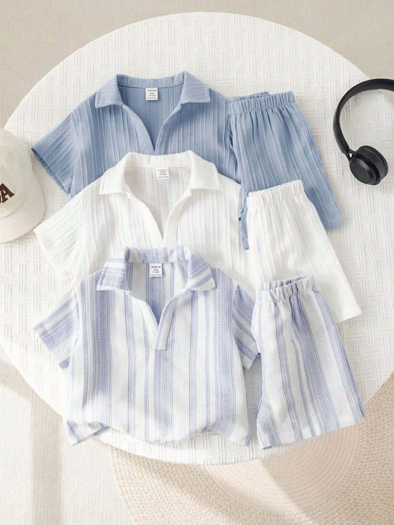 6pcs Boys Striped Cotton Polo Shirt & Shorts Set - Periwinkle | 21 ...