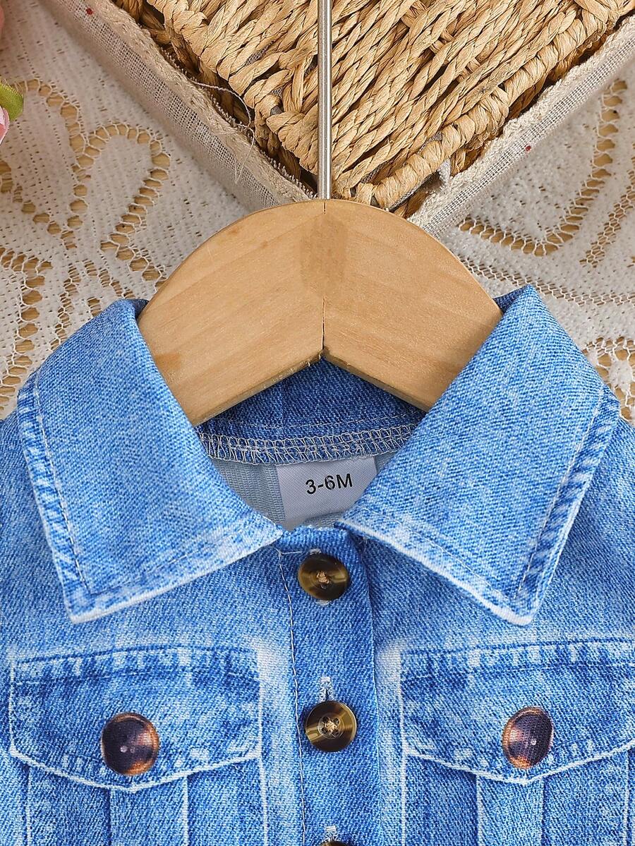 Girls Safari Animal Print Belted Denim Romper - Cerulean | 21 Centu...