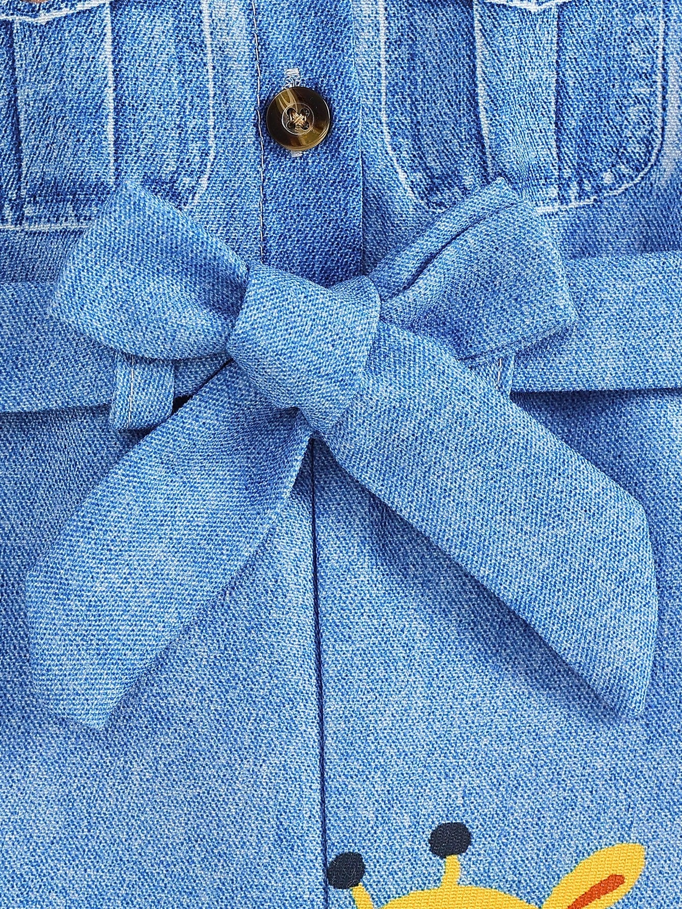 Girls Safari Animal Print Belted Denim Romper - Cerulean | 21 Centu...