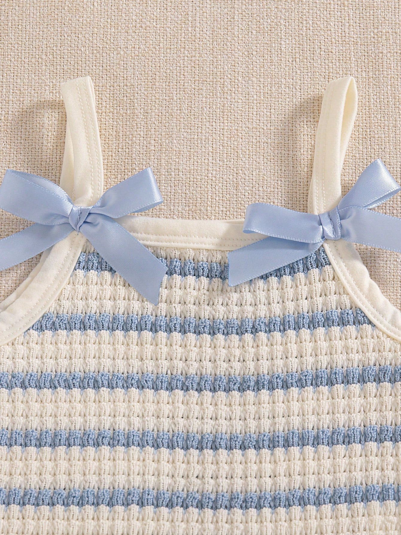 Girls Striped Knit Camisole & Shorts Set - Ivory