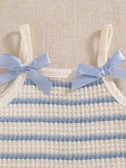 Girls Striped Knit Camisole & Shorts Set - Ivory