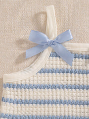 Girls Striped Knit Camisole & Shorts Set - Ivory