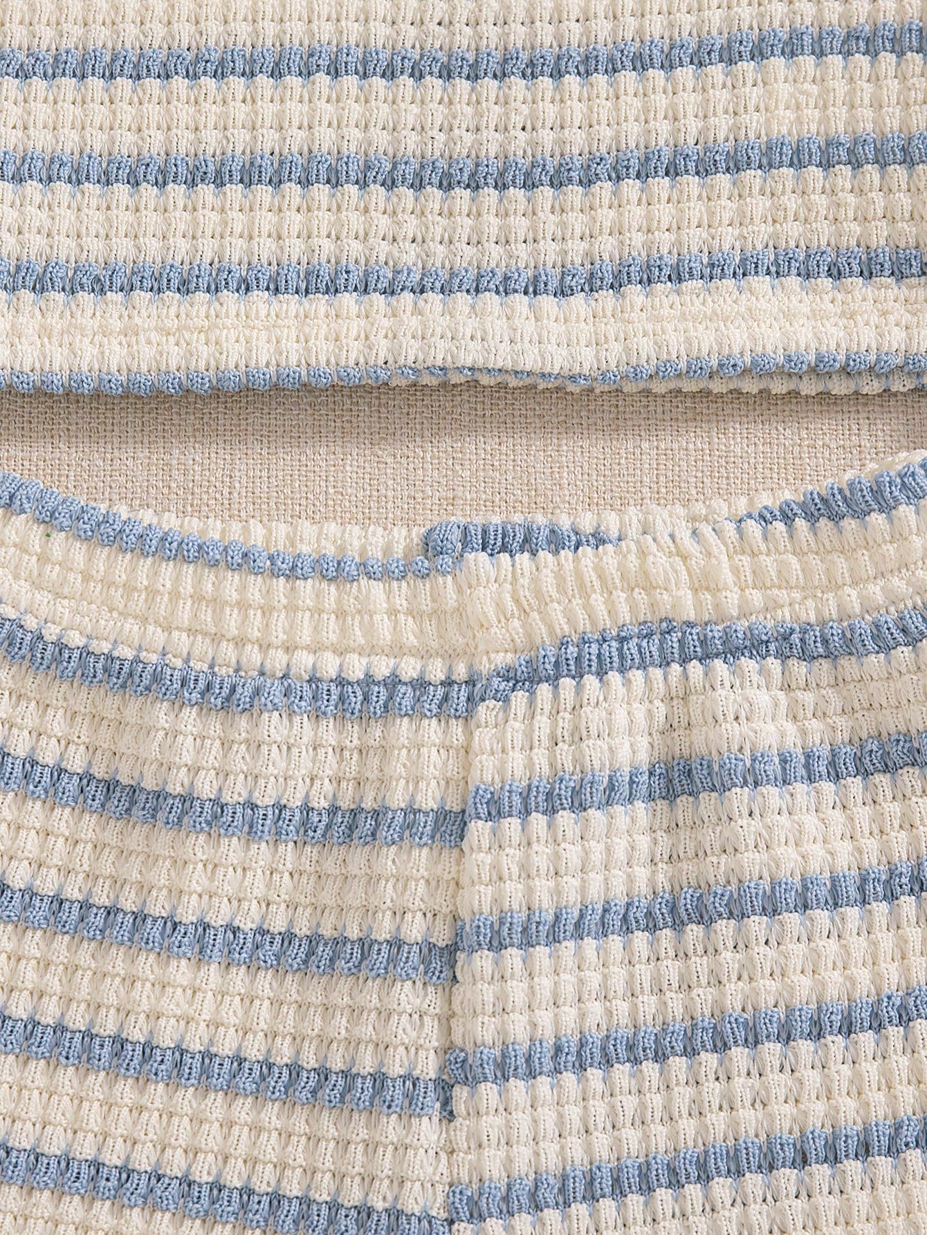 Girls Striped Knit Camisole & Shorts Set - Ivory