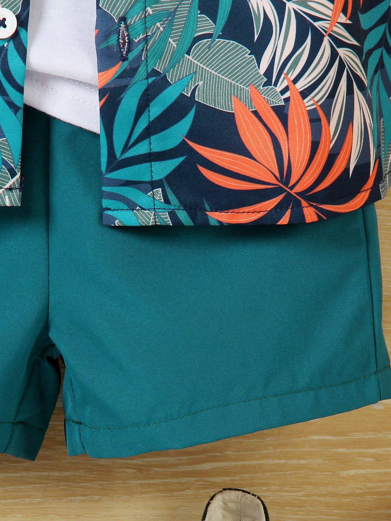 2pcs Boys Tropical Leaf Print Resort Shirt & Shorts Set - Midnight ...