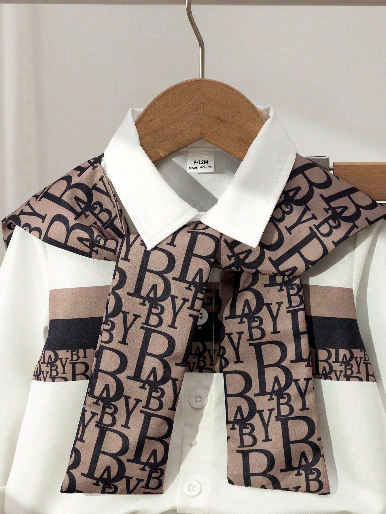 2pcs Boys Letter Print Shirt & Trousers Set - Ivory | 21 Century Kids