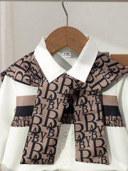 2pcs Boys Letter Print Shirt & Trousers Set - Ivory | 21 Century Kids