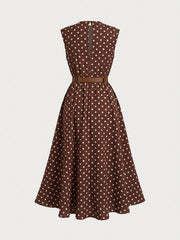 Big Girls Polka Dot A-Line Midi Dress - Wenge | 21 Century Kids