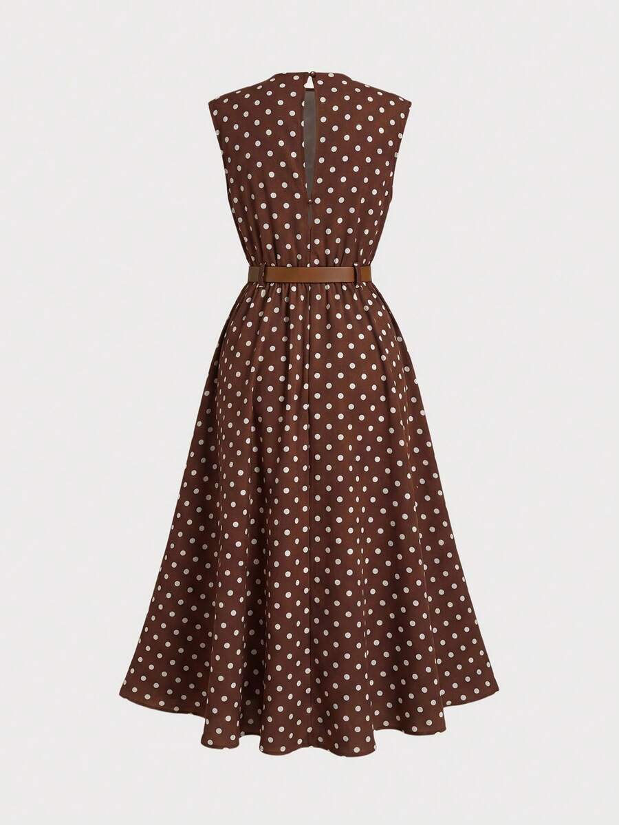 Big Girls Polka Dot A-Line Midi Dress - Wenge | 21 Century Kids