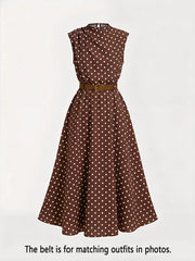 Big Girls Polka Dot A-Line Midi Dress - Wenge | 21 Century Kids