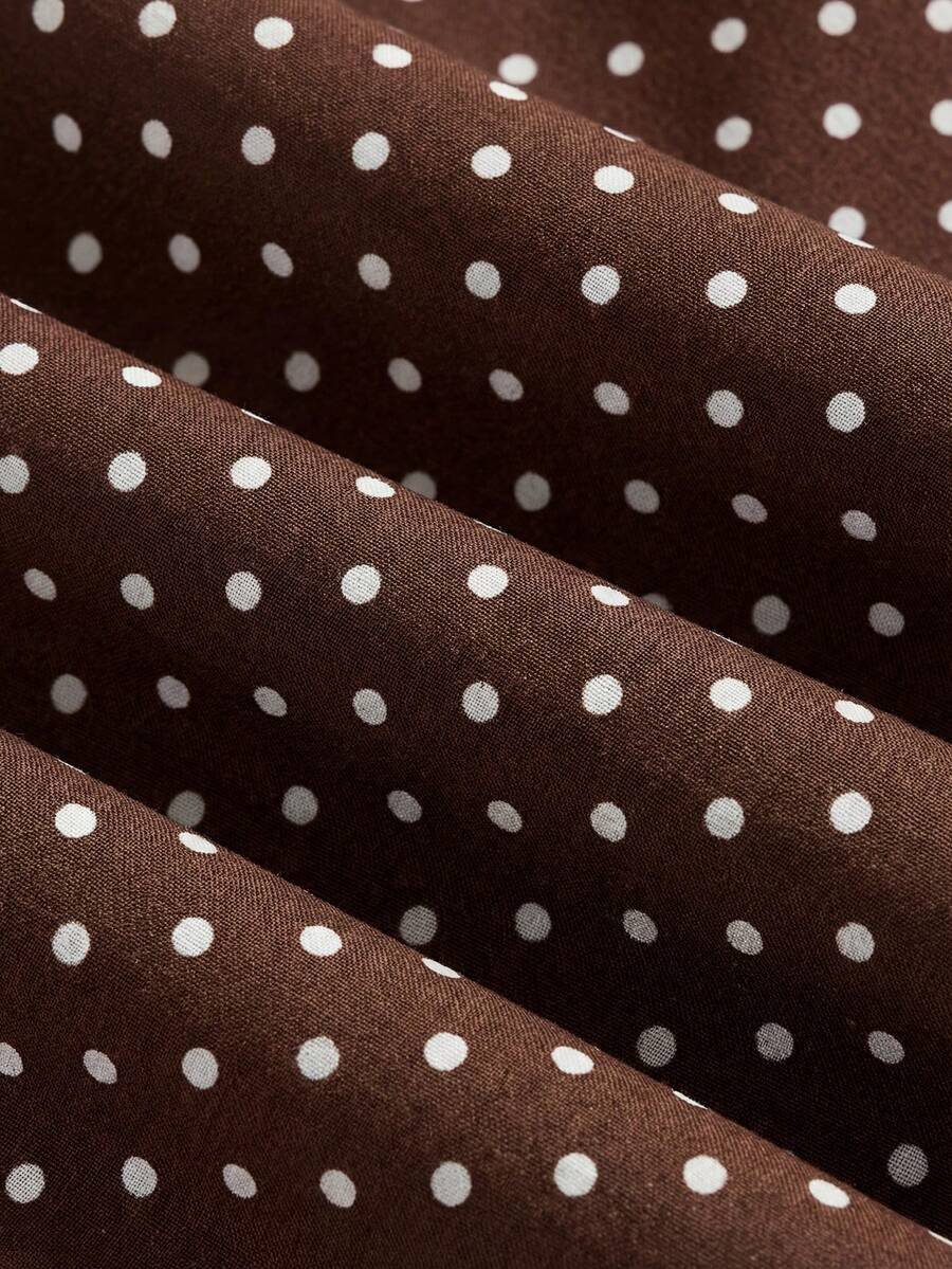 Big Girls Polka Dot A-Line Midi Dress - Wenge | 21 Century Kids