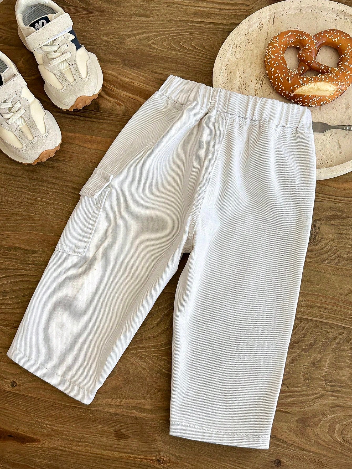 Boys Twill Cargo Pocket Tapered Trousers - Ecru | 21 Century Kids
