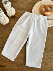 Boys Twill Cargo Pocket Tapered Trousers - Ecru | 21 Century Kids