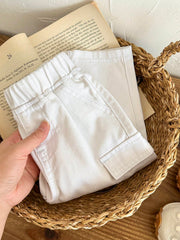 Boys Twill Cargo Pocket Tapered Trousers - Ecru | 21 Century Kids