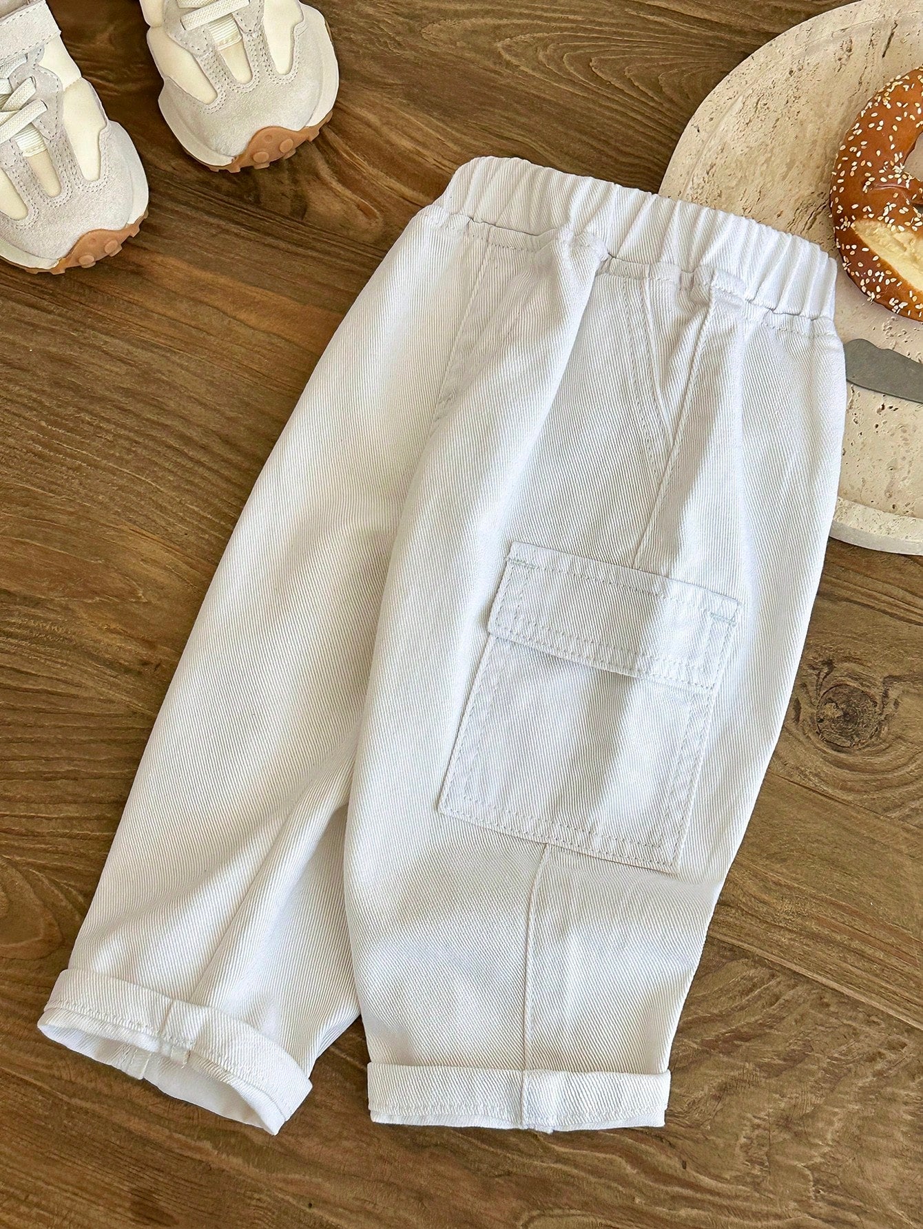 Boys Twill Cargo Pocket Tapered Trousers - Ecru | 21 Century Kids