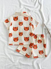 Baby Boys Tiger Print Collar Shirt & Shorts Set - Isabelline